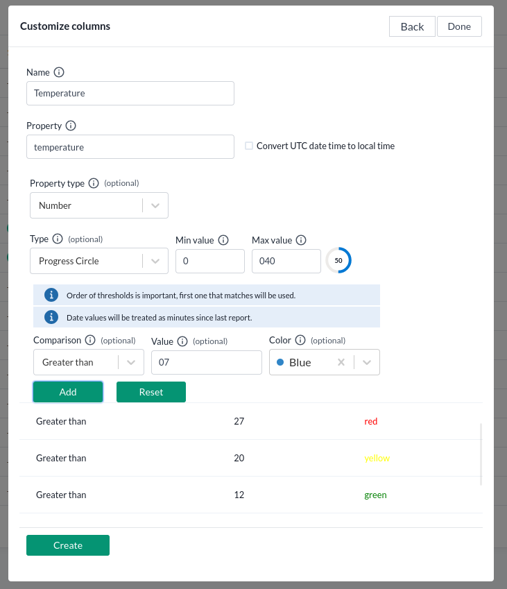 Temperature view example